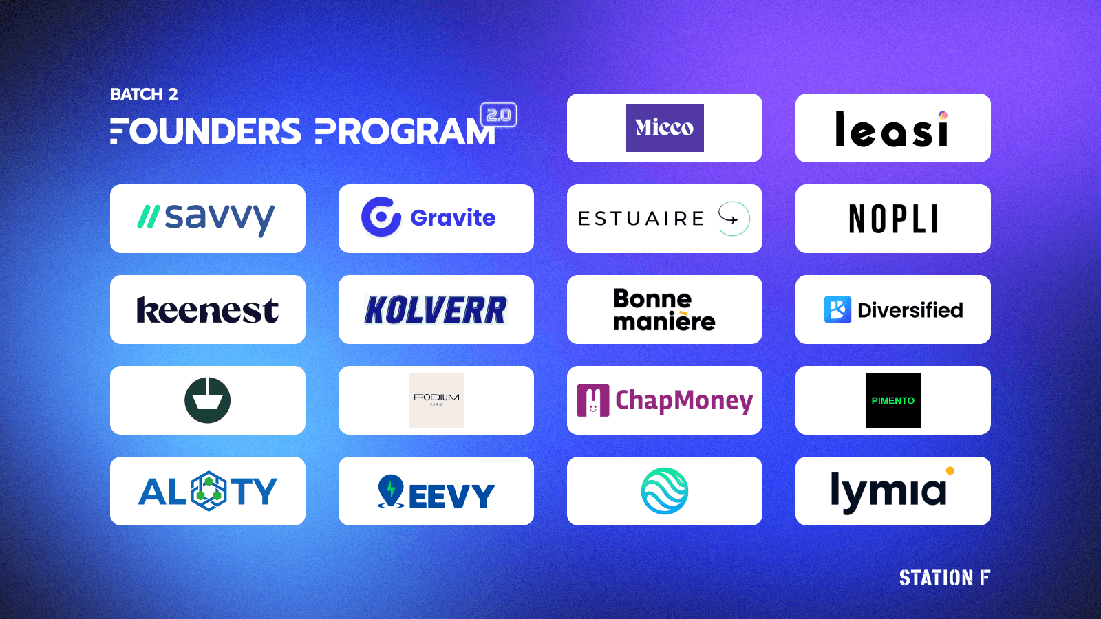 Discover the latest 18 startups selected for STATION F’s Founders Program 2.0