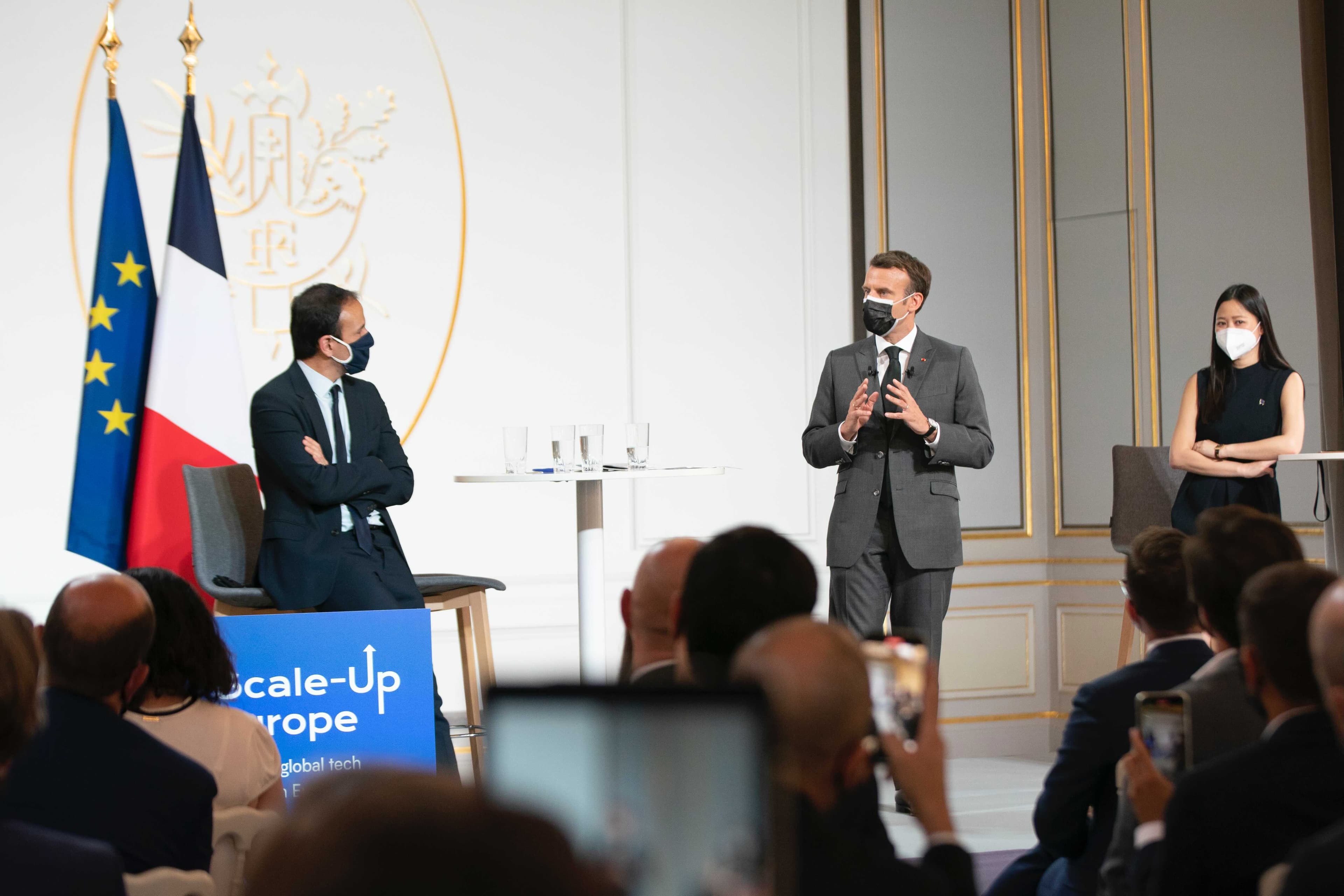 Members of Scale-Up Europe present their recommendations to the French President, Emmanuel Macron
